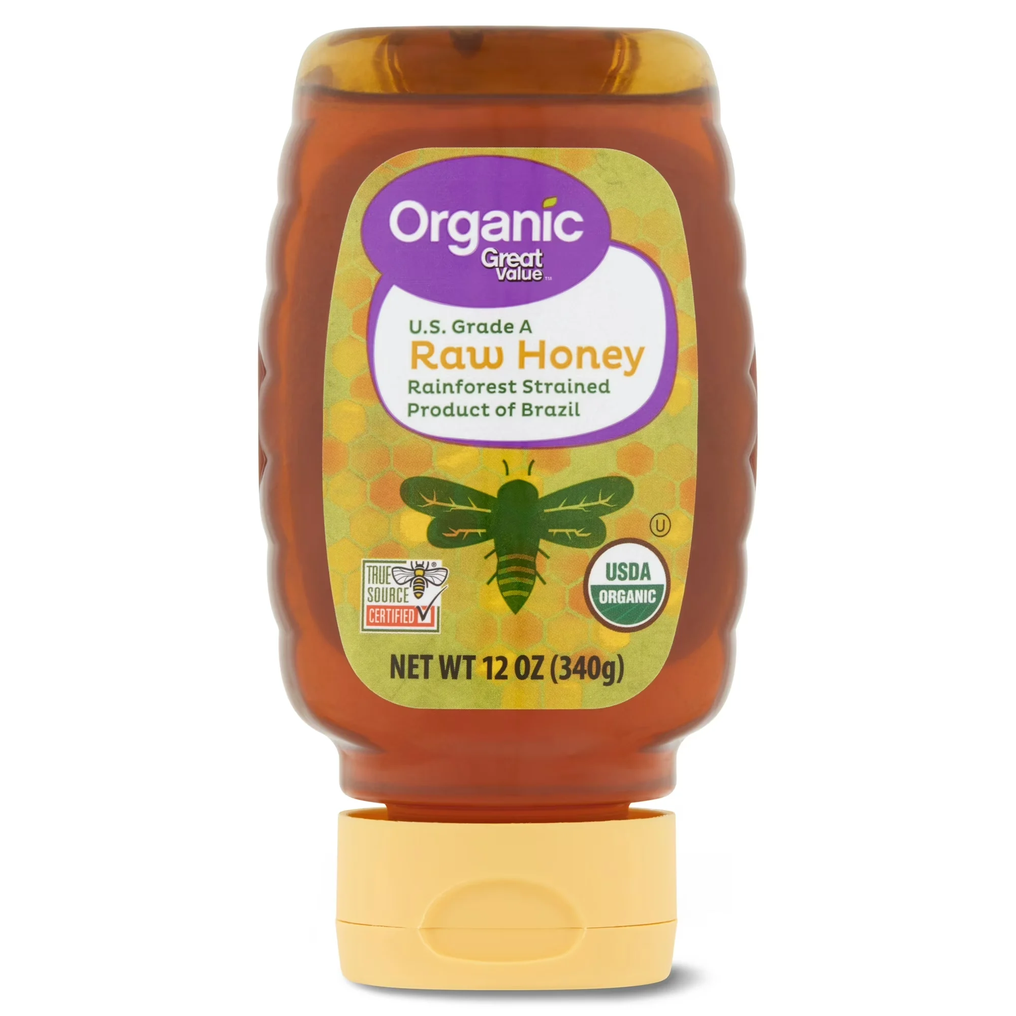 Great Value 12 oz Organic Raw Strained Honey