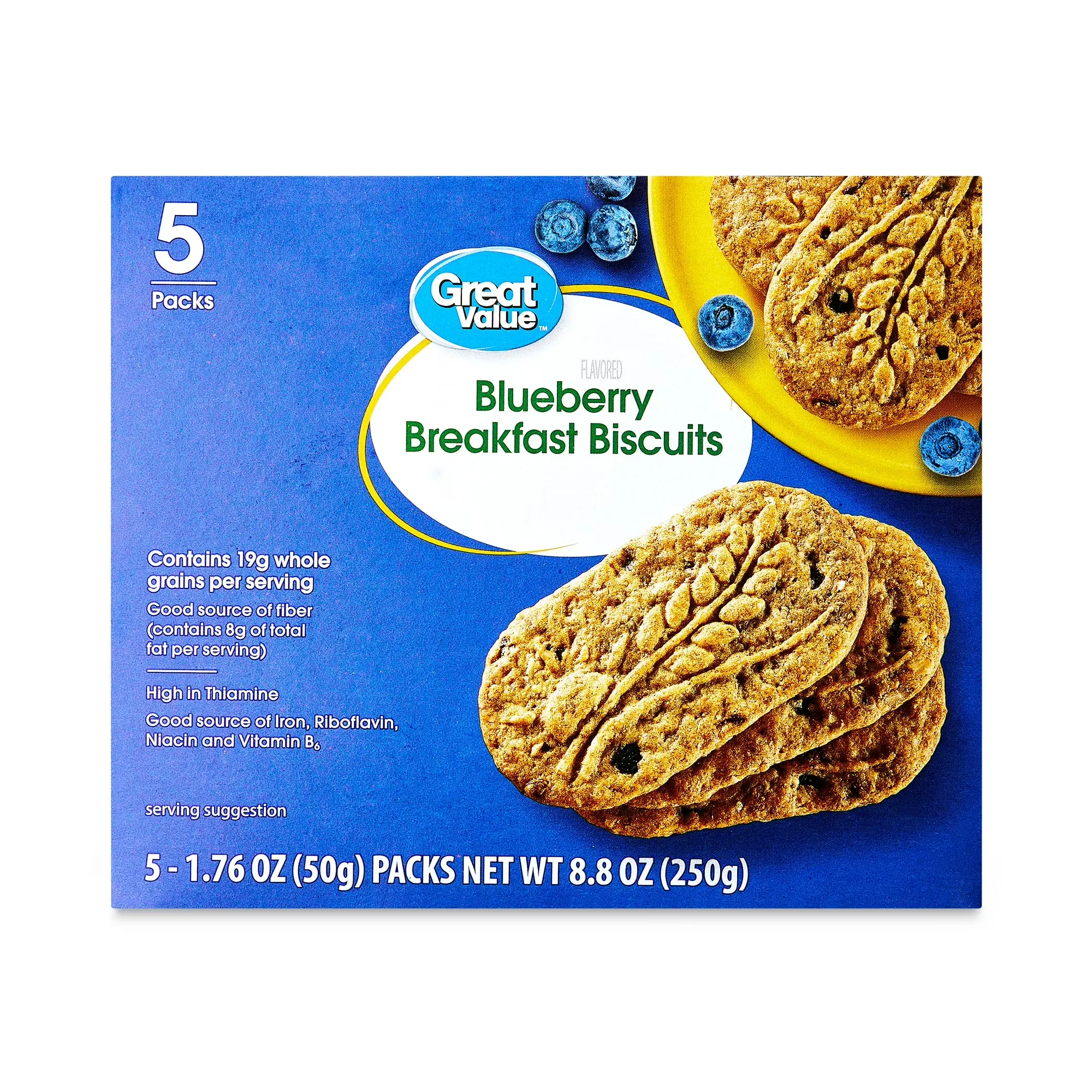 Great Value Blueberry Breakfast Biscuits, 8.8 oz (5 Pack)
