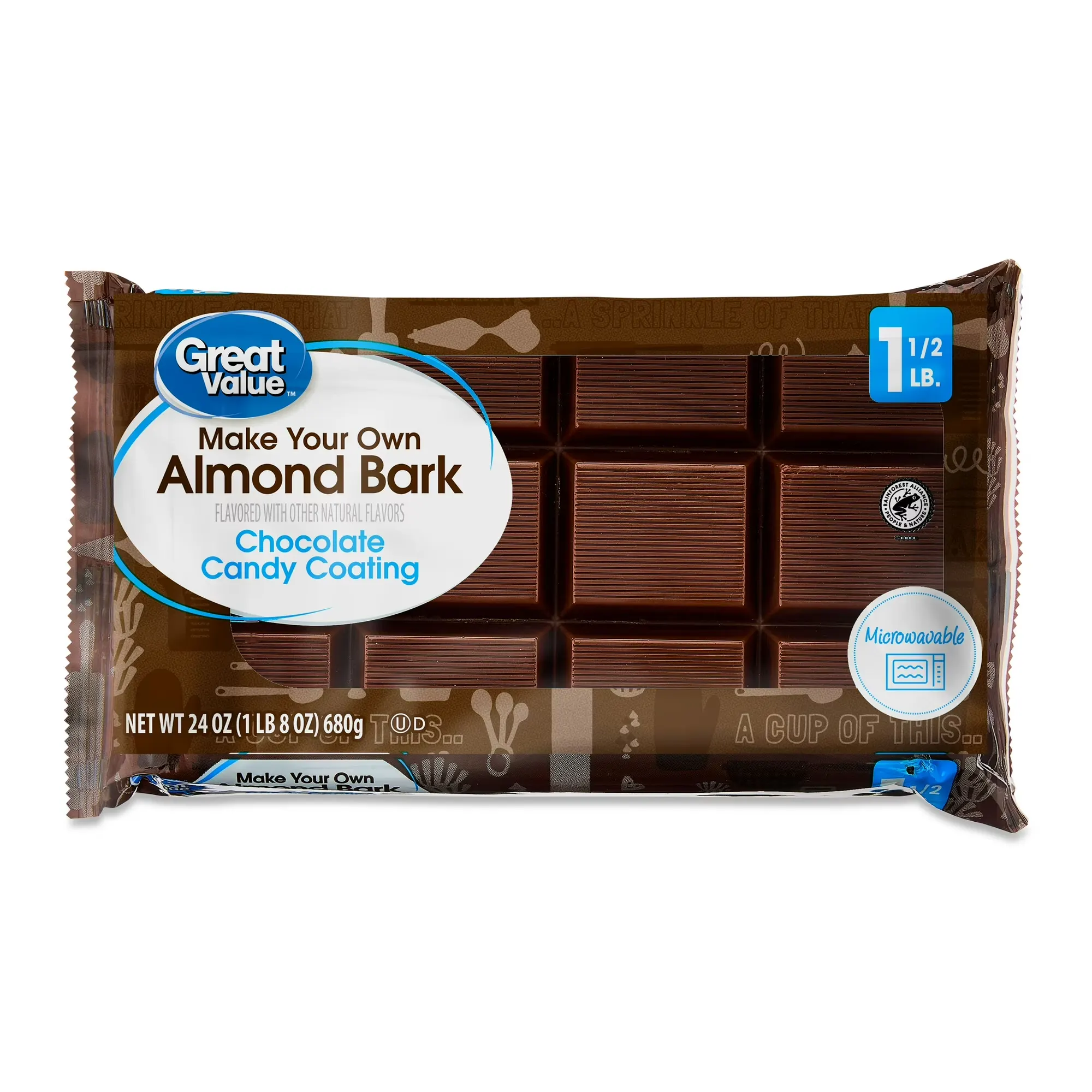 Great Value Chocolate Candy Coating Almond Bark, 24 oz