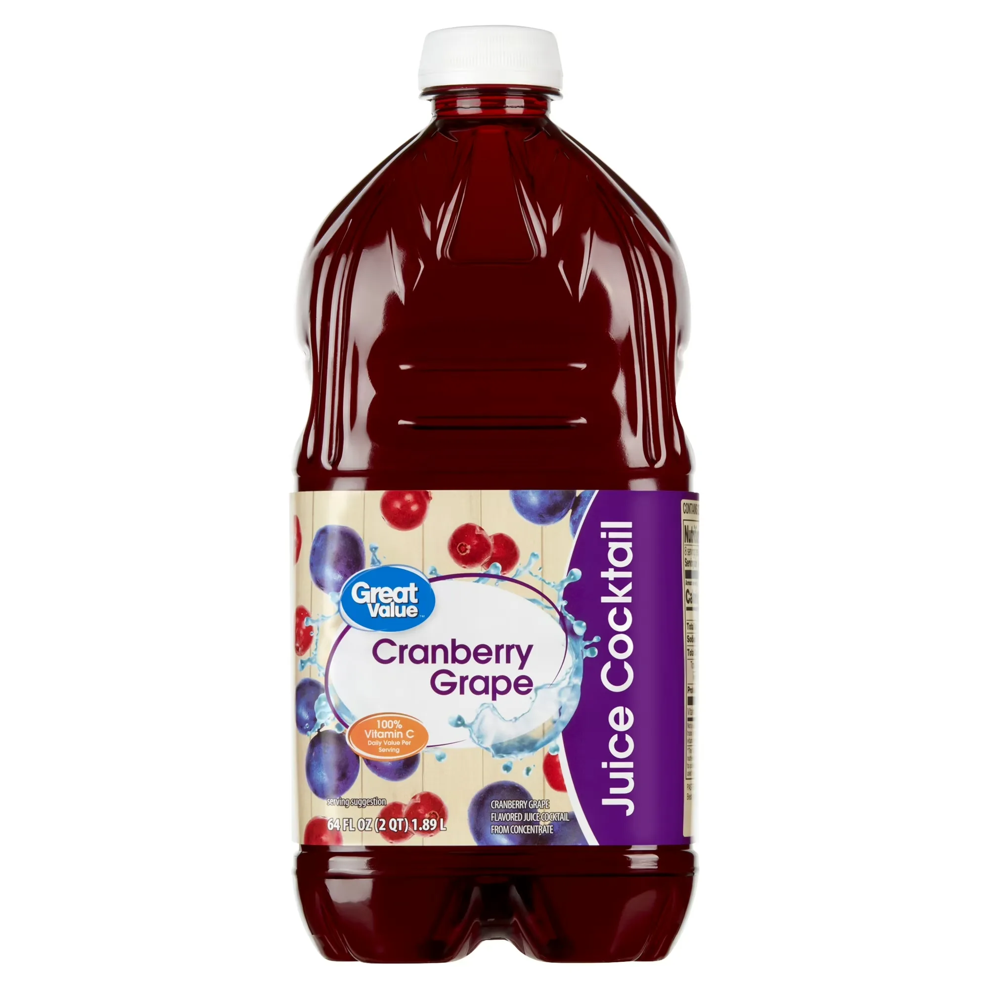 Great Value Cranberry & Grape Juice Cocktail, 64 fl oz