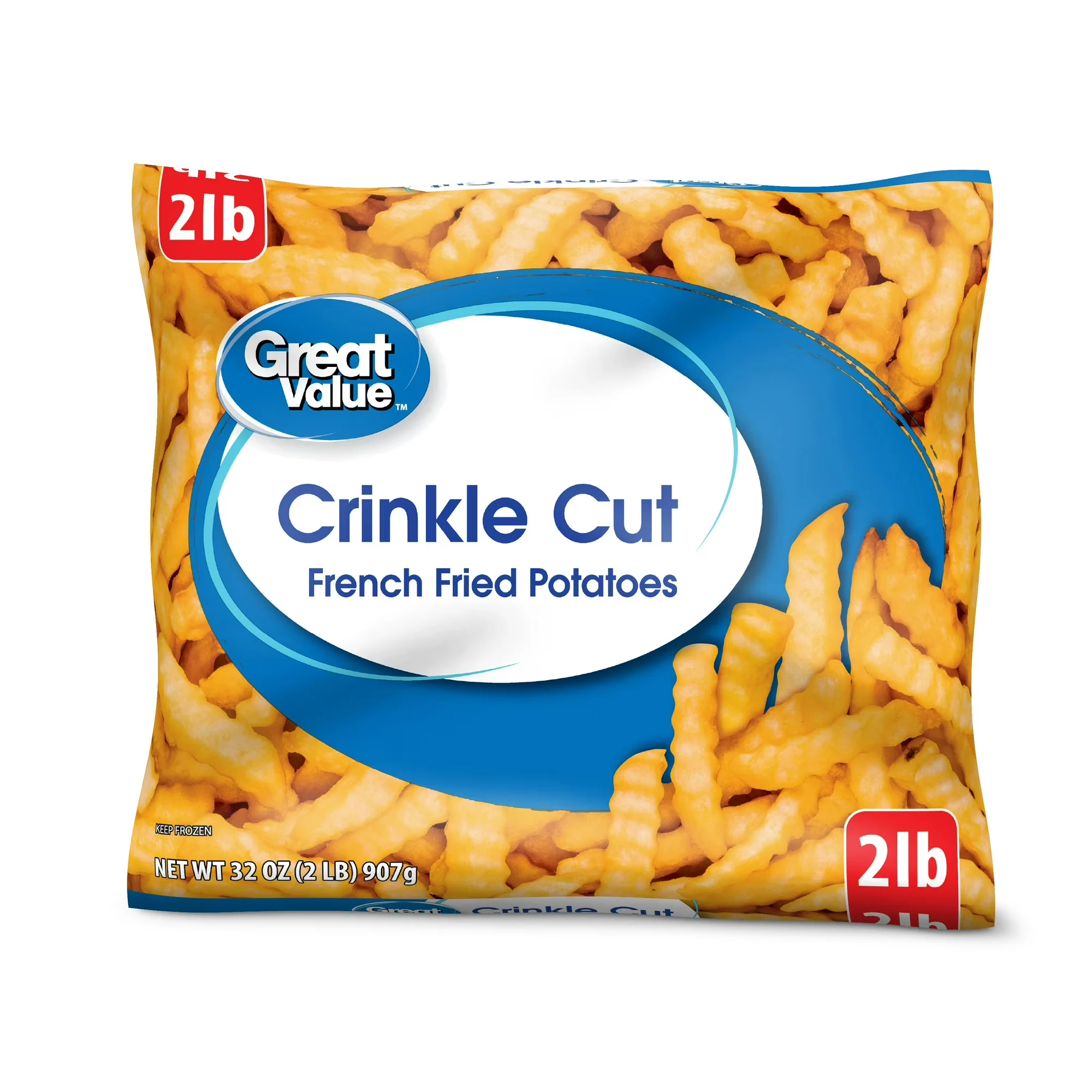 Great Value Crinkle Cut Fries, 32 oz Frozen Bag