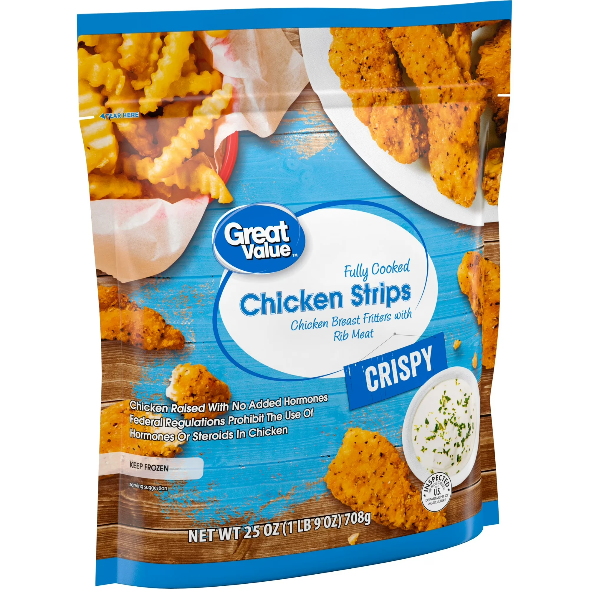 Great Value Fully Cooked Boneless Chicken Strips, 25 oz Frozen