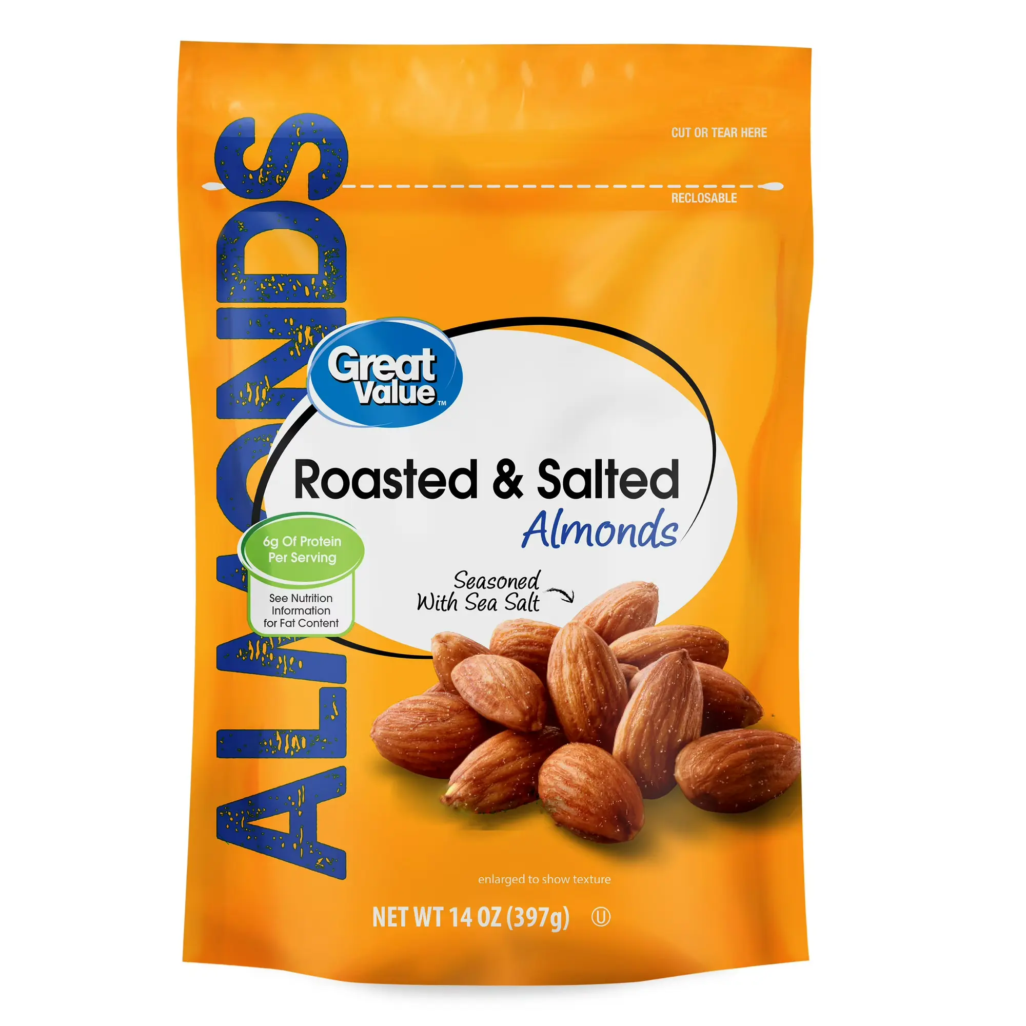 Great Value Roasted & Salted Almonds, 14 oz