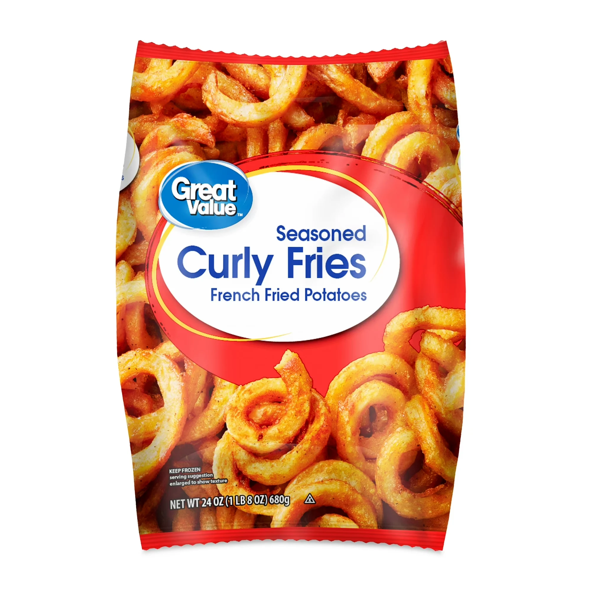Great Value Seasoned Curly Fries, 24 oz Frozen Bag