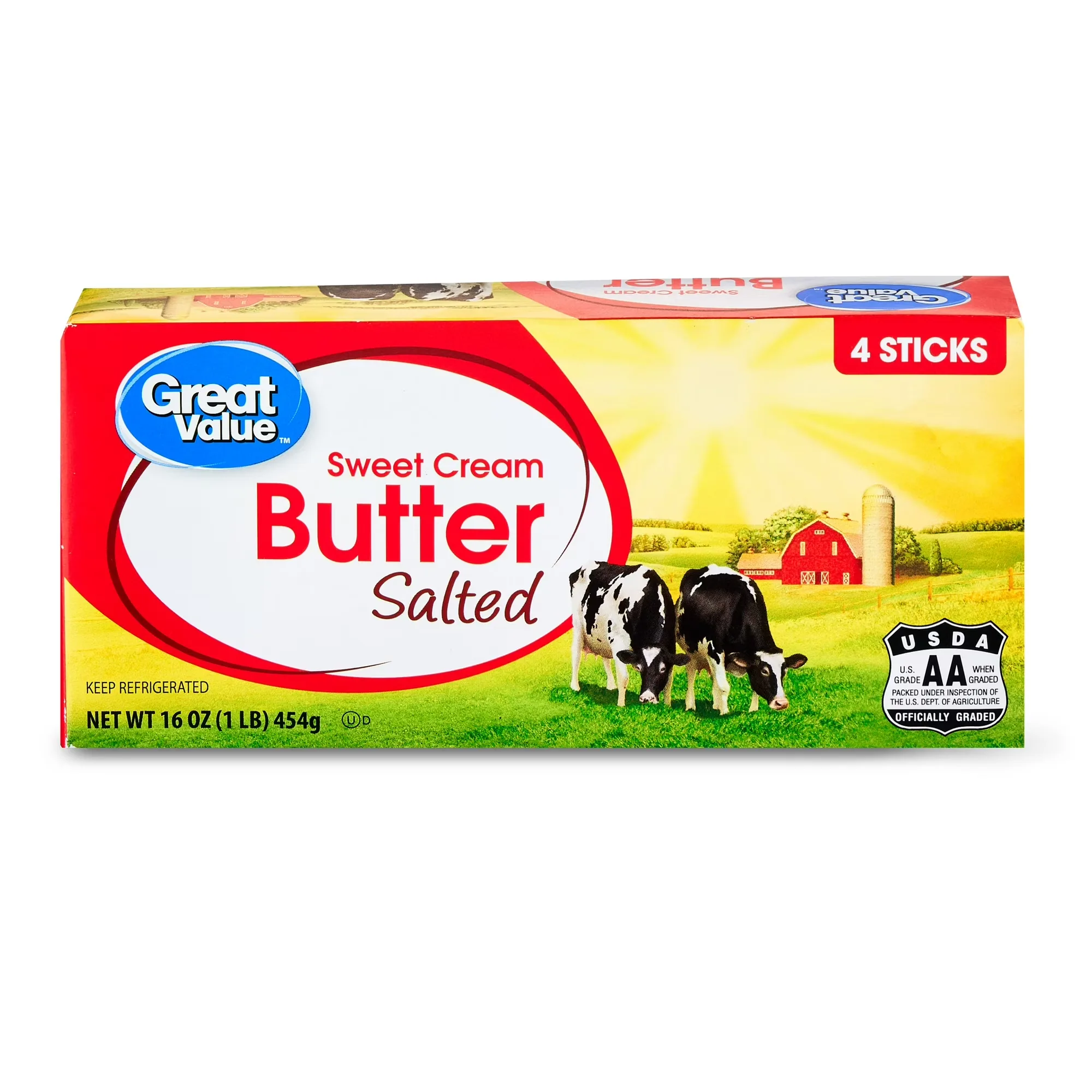 Great Value Sweet Cream Salted Butter, 16 oz, 4 Sticks