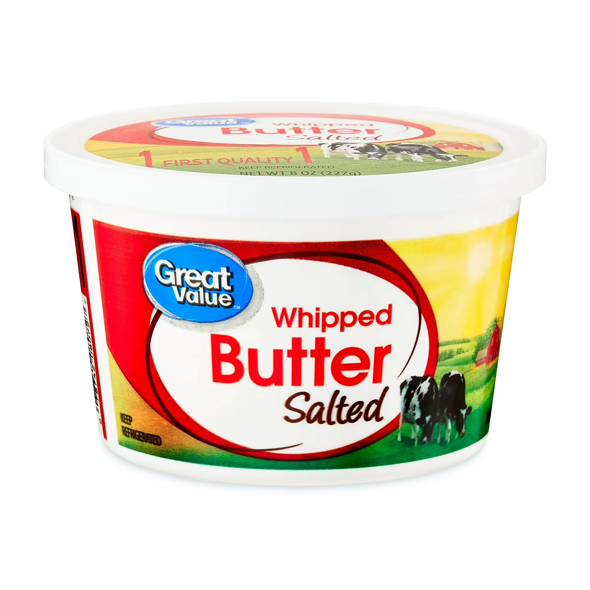 Great Value Whipped Butter with Salt, 8 oz Tub
